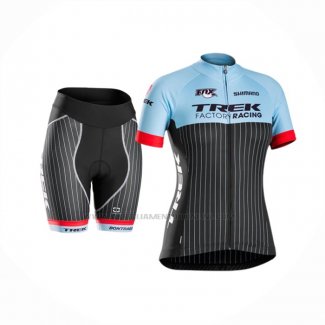 2015 Abbigliamento Ciclismo Trek Blu Nero Manica Corta e Salopette