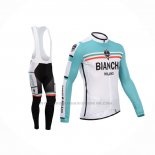 2014 Abbigliamento Ciclismo Bianchi Verde Bianco Manica Lunga e Salopette