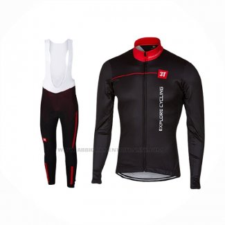 2017 Abbigliamento Ciclismo Castelli Scuro Nero Manica Lunga e Salopette