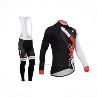 2014 Abbigliamento Ciclismo Castelli Rosso Nero Manica Lunga e Salopette