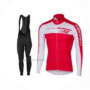 2017 Abbigliamento Ciclismo Castelli Bianco Rosso Manica Lunga e Salopette