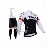 2015 Abbigliamento Ciclismo Trek Factory Racing Bianco Nero Manica Lunga e Salopette