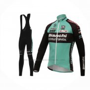 2016 Abbigliamento Ciclismo Bianchi Mtb Nero Verde Manica Lunga e Salopette