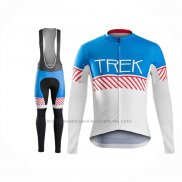 2016 Abbigliamento Ciclismo Trek Bontrager Blu Bianco Manica Lunga e Salopette