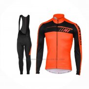 2017 Abbigliamento Ciclismo Castelli Arancione Nero Manica Lunga e Salopette